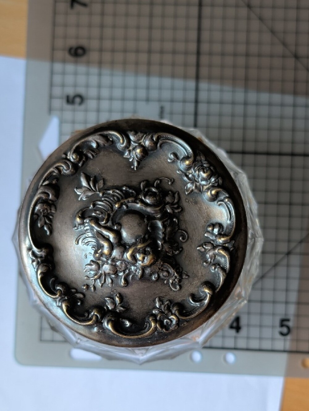 Vintage Glass Jar with Ornate Silver-Tone Lid - Picture 4 of 7